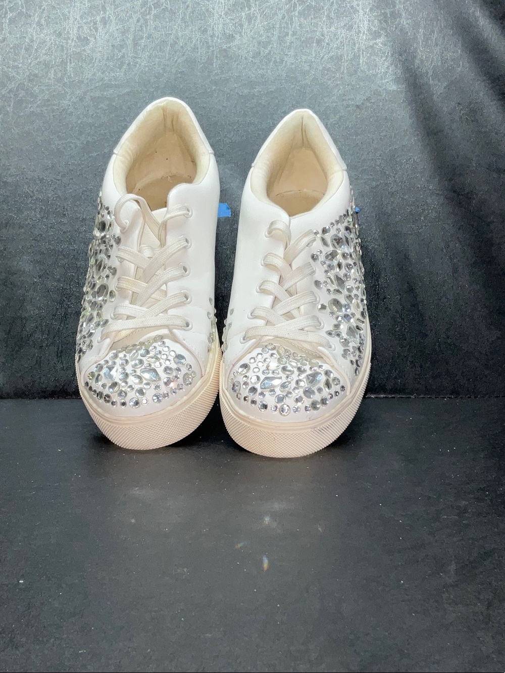 Aldo White Rhinestone-Embellished Women’s Sneakers